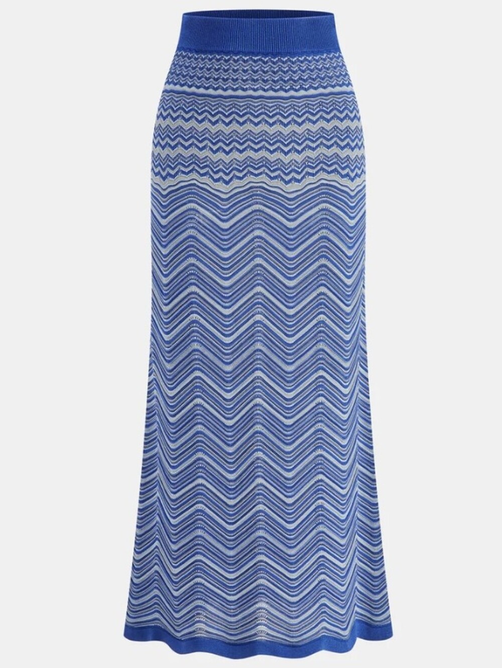 Commense Sleeveless Knit Top + Skirt Maxi Set Chevron Print Blue M NWT - Picture 3 of 4